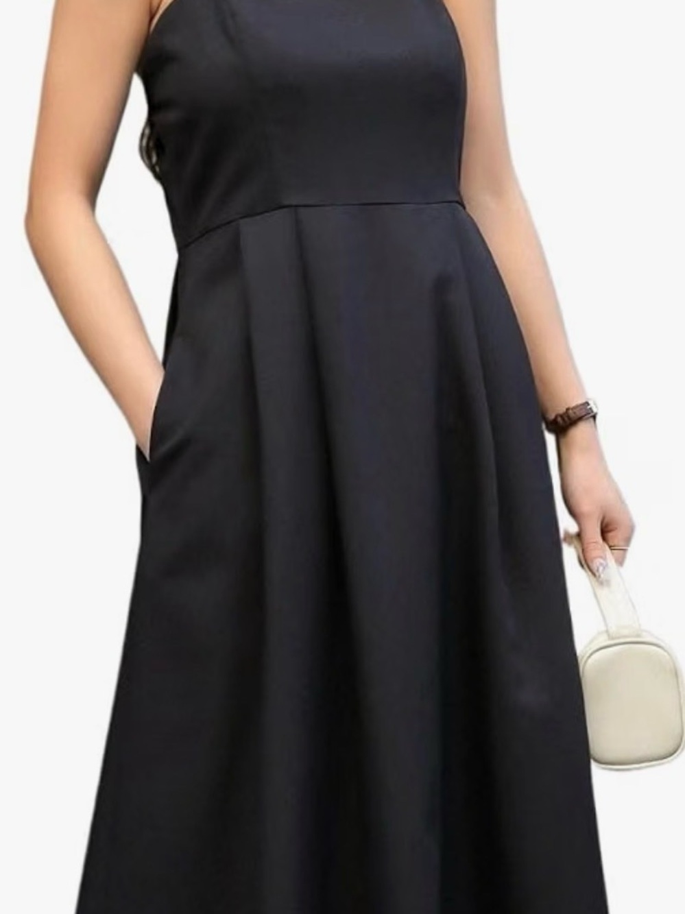 Black Sleeveless Maxi Dress with Pockets